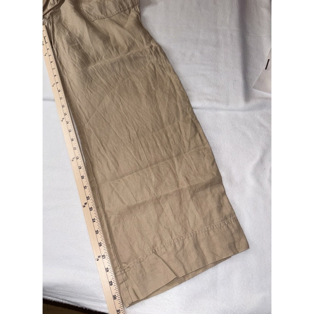 Lauren Ralph Lauren Jovonie 100% Linen Wide Leg Birch Tan Pants Sz 12 - Picture 6 of 13